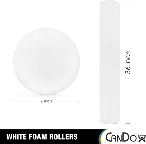 CanDo White PE Foam Rollers for Exercise, Finess, Muscle Restoration, Massage Therapy, Sport Recovery and Physical Therapy for Home, Clinics, Professional Therapy Round 6" x 36" - Image 3