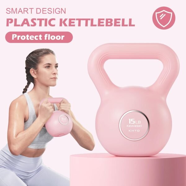 KHTO Kettlebells Fitness Exercise-Pink Strength Training Kettlebell Sets,Dumbbell Weights for Home Gym Equipment - Image 8