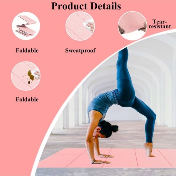 Yoga Mat for Travel, Non-Slip Yoga Mat, Exercise Mat 1/4" Thick Yoga Mat Foldable, Perfect for Pilates, Outdoor & Travel, TPE Anti-Slip Yoga Mat with Carry Bag - Image 5