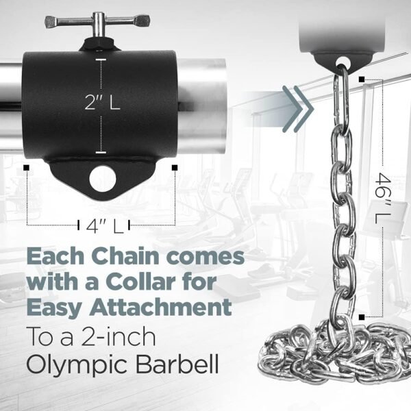 Logest Weight Lifting Chains with Collars - 1 Pair Available in 15LB 25LB 35LB 45LB Steel Workout Chains - Fitness Equipment for Deadlifts Bench Presses and More Targets Back Legs Core Weight Chains - Image 3
