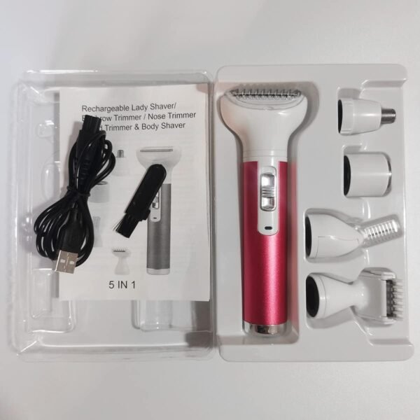 Electric Razor for Women Removal for Body Nose Hair Trimmer Face Shavers Eyebrow Legs Armpit Bikini Area Pubic Underarms Painless Rechargeable Portable 5 in 1 Womens Razors Set - Image 6