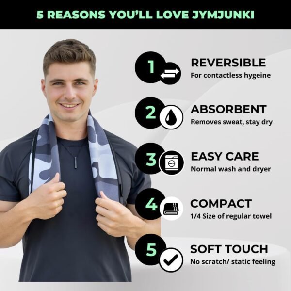Gym Towel for Working Out (35 x 17 Inches) - 100% Recycled Microfiber, Lightweight Soft & Highly Absorbent Sports, Yoga & Workout Towel, Sweat Towel for Gym - Ideal Gift - Image 3