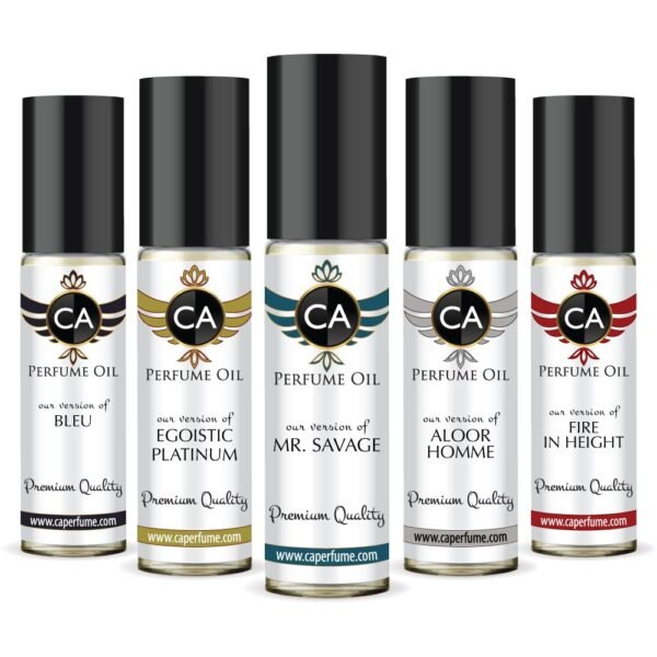 CA Perfume Designer Perfume Oil Set For Men Impression Of (Bleu, Egoistic Platinum, Mr.Savage, Aloor Homme, Fire in Height) Long Lasting Fragrance Body Oil 10ml x 5 - Image 2