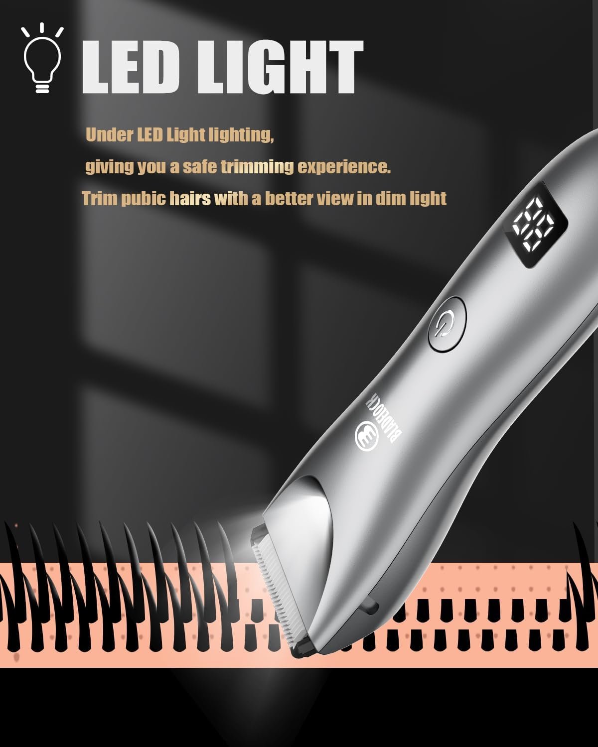 ENSSU Body Hair Trimmer for Men with Light, No Nicks Ball Trimmer Men Waterproof, Pubic Groin Hair Trimmer for Men Rechargeable Body Groomer with Standing Recharge Dock,LED Display - Image 4