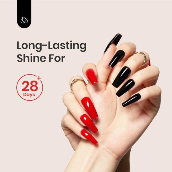 Beetles 2 Pcs 15ml No Wipe Gel Top Coat and Base Coat Set - Shine Finish and Long Lasting, Soak Off LED Nail Lamp Gel Base Top Coat Finish Nail Art Design Manicure Valentine’s Day Gifts for Women - Image 5