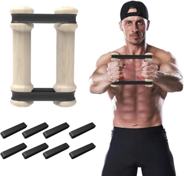 Rip Stick Portable Upper Body & Chest Workout Equipment with Adjustable Resistance Bands, Wooden Handles, Shoulder & Joint Rehab Home Gym – Muscle Strength & Flexibility Training (8 Bands Included) - Image 2