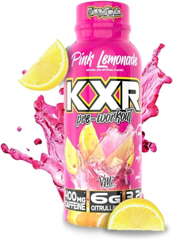 VMI Sports KXR High Stimulant Pre-Workout Energy Ready to Drink 400mg Caffeine, 6g Citrulline, 3.2g Beta-Alanine | Delicious – Convenient – Powerful | 12.5 oz Bottles (Pink Lemonade, 12 Bottles) - Image 3