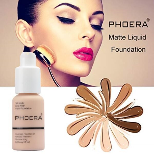 PHOERA Foundation,Matte Oil Control Concealer Foundation Cream,Long Lasting Waterproof Foundation Makeup,Full Coverage Foundation (101 Porcelain) - Image 4