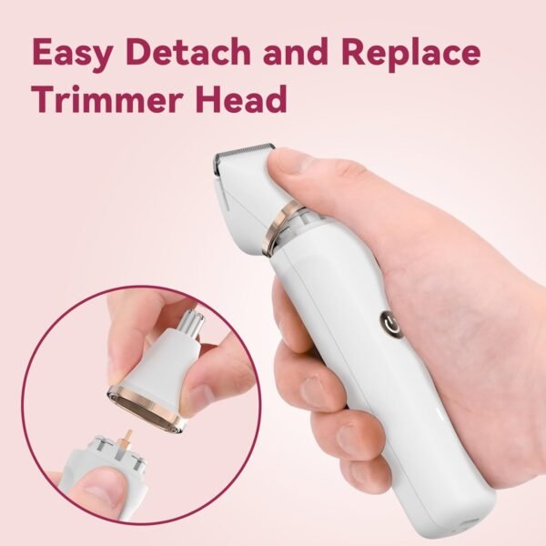 Electric Bikini Trimmer for Women - 4 in 1 Electric Shaver for Women, Waterproof Pubic Hair Trimmer and Facial Hair Remover, Replaceable Razors & Nose Hair Trimmer, Rechargeable Women's Grooming Kit - Image 5