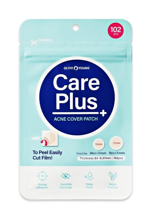 OLIVE YOUNG Care Plus Spot Patch 1 Pack | Hydrocolloid Acne Korean Spot Patch to Cover Zits, Pimples and Blemishes, for Troubled Skin and Face (102 Count - 10mm*72ea + 12mm*30ea) - Image 2