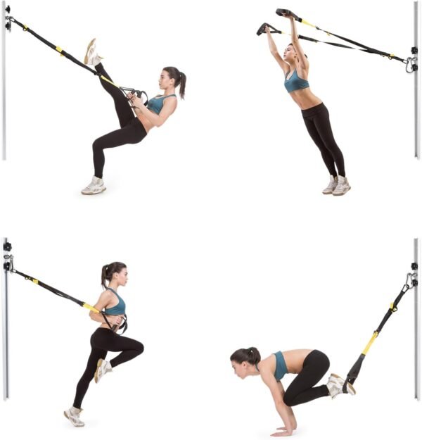Resistance Band Wall Anchor,Gym Resistance Bands,djustable Workout Wall Anchor System,for Resistance Band Exercises,with 2 Rail and 2 Rail Car,Easy Installation(double set,No Resistance Bands) - Image 5