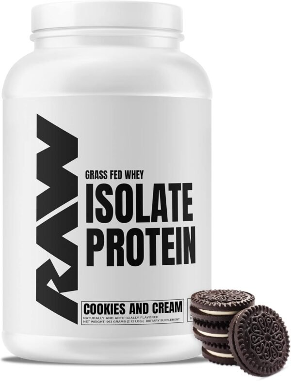 RAW Whey Isolate Protein Powder, Cookies N Cream - 100% Grass-Fed Sports Nutrition Protein Powder for Muscle Growth & Recovery - Low-Fat, Low Carb, Naturally Flavored & Sweetened - 25 Servings - Image 2