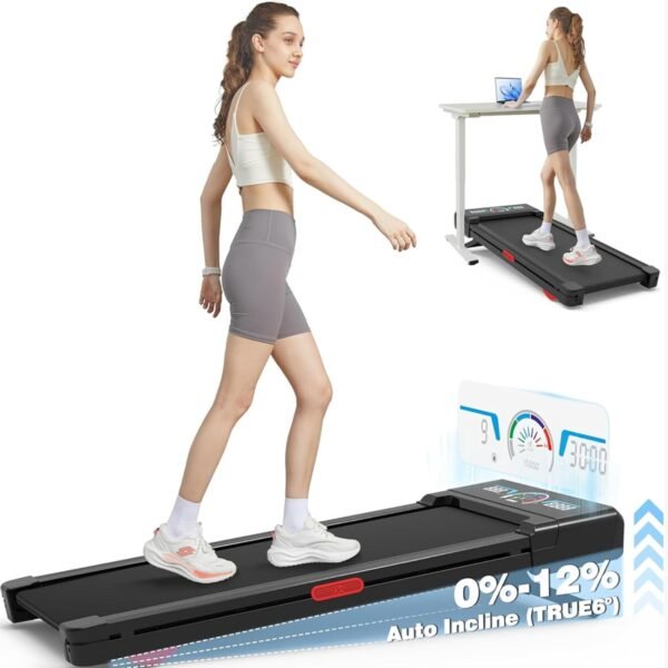 Walking Pad Treadmill with 12% 9-Level Auto Incline, 450 lbs Capacity and RGB LED Screen Under Desk Treadmill with Hiking Mode, Compact Treadmills for Home Small/Office - Image 2