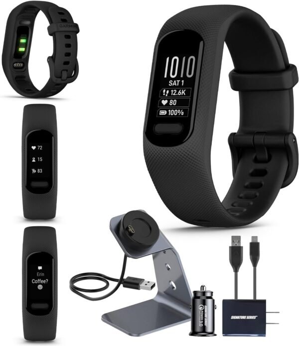 Garmin vivosmart 5 Fitness Tracker, Long-Lasting Battery, Wrist Heart Rate, Sleep Tracking, Smart Notifications, Compatible with Phone GPS | Signature Series Charger Bundle - Image 2