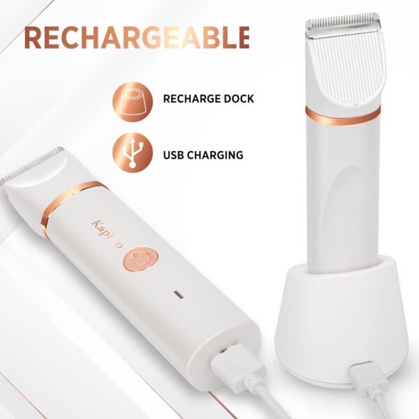 Electric Bikini Trimer Shaver Women: 2 in 1 IPX7 Waterproof Wet & Dry Use Body Hair Trimmer and Facial Hair Remover - Rechargeable Hair Removal Kit for Bikini Underarm Leg Arm Body Face - Image 7