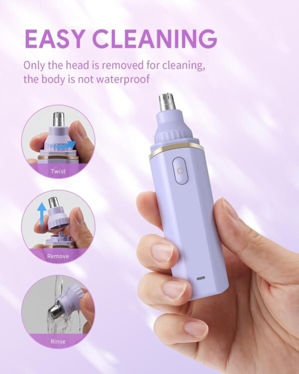 Portable Nose Hair Trimmer, Type-C Rechargeable Nose Hair Trimmer Clipper, Professional Painless Trimmer for Men Women, Smoother Cutting (Purple,1pc) - Image 4