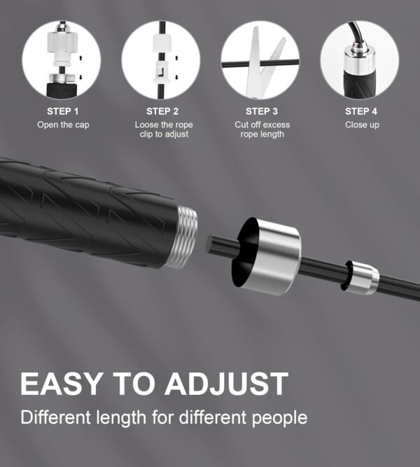 Jump Rope for Fitness, AUMCDIK Speed Skipping Rope for Women Men, Adjustable Jumping Rope with Alloy & Silicone Handle for Workout Boxing Aerobic Exercise - Image 5