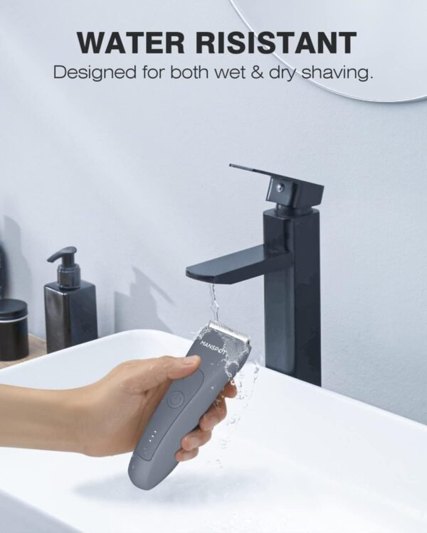 MANSPOT Electric Groin Hair Trimmer Men's Shaving & Grooming Sets Kit with 4 Guards and Replaceable Ceramic Blade Heads, Waterproof Wet/Dry Trimmer for Men, 90 Minutes Shaving, Grooming Sets - Image 7