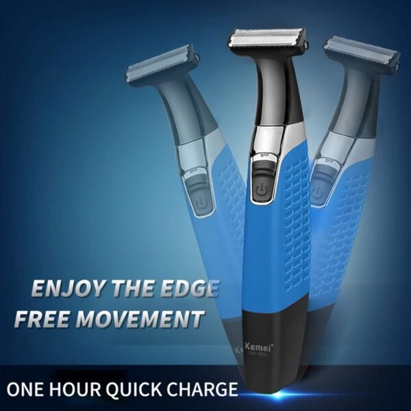 KEMEI Electric Razor, Beard Trimmer Men, Waterproof Beard Grooming,Cordless USB Rechargeable Body Groomer and Hair Remover for Eyebrow, Beard Facial& Body Hair for Men and Women,Blue - Image 4