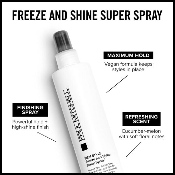 Paul Mitchell Freeze and Shine Super Hairspray, Maximum Hold, Shiny Finish Hairspray, For Coarse Hair - Image 4