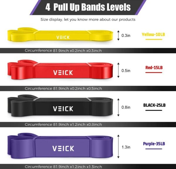 VEICK Resistance Bands for Working Out, Exercise Bands, Workout Bands, Pull Up Assistance Bands, Long Heavy Stretch Bands Set for Men and Women, Power Weight Gym at Home Fitness Equipment - Image 3