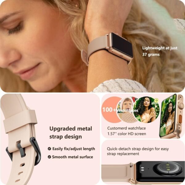 FITVII Health Fitness Tracker, 24/7 Blood Pressure Heart Rate Monitor, Smart Watch (Answer/Make Calls) with Blood Oxygen Sleep Tracking Watch, Waterproof Step Calorie Activity Tracker for Women Men - Image 4
