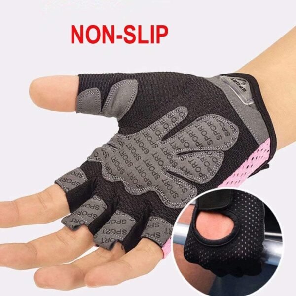 Workout Gloves Breathable Non-Slip Silica Gel Grip Pink Fingerless Exercise for Men Women Weight Lifting Yoga Dumbbell Bodybuilding Cycling Sport - Image 3