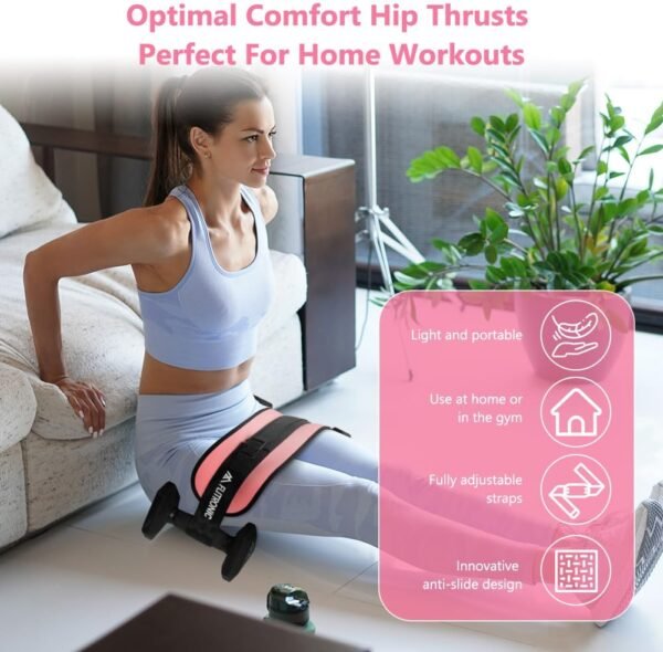 Exercise Hip Thrust Belt, Glute Trainer, Adjustable Hip Thrust Belt with Extra Padding for Dumbbells Kettlebells Gym Fitness Bodybuilding Weightlifting - Image 3