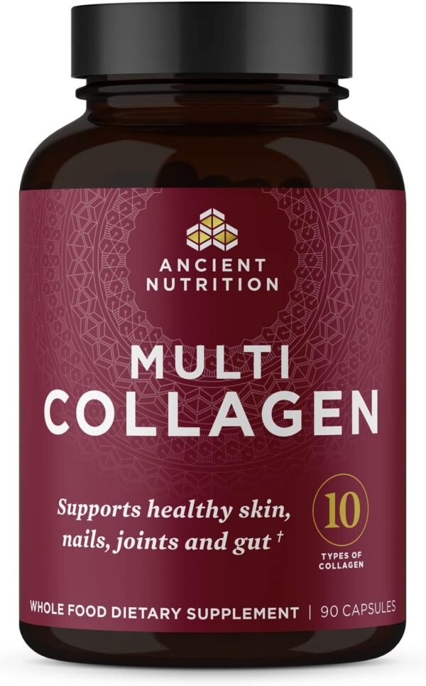 Collagen Peptides Pills by Ancient Nutrition, Hydrolyzed Multi Collagen Supplement, Types I, II, II, V & X, Supports Healthy Skin and Nails, Gut Health and Joints, 90 Capsules - Image 2