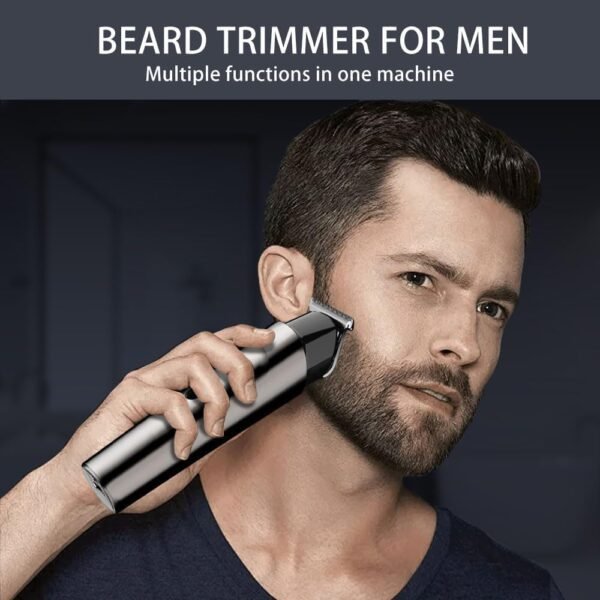 Beard Trimmer for Men - 5 in 1 Kit Electric Razor, Nose Hair Trimmer with LED Display, Cordless Mustache Body Face Grooming Kit, Waterproof Rechargeable Beard Shaver - Image 8