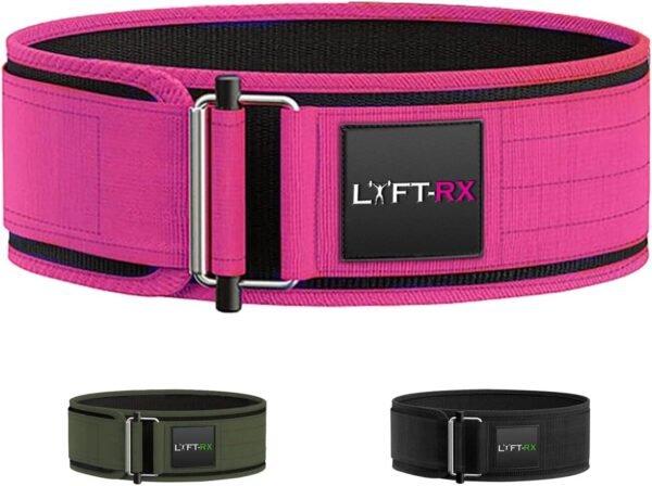 Weightlifting Belt for Squats, Deadlift, Powerlifting, Olympic Weight Lift, Cross Train, Gym, Workout, 4-inch Wide Fit Nylon Belt, Men/Women, in Black, Pink, or OD Green - Image 2