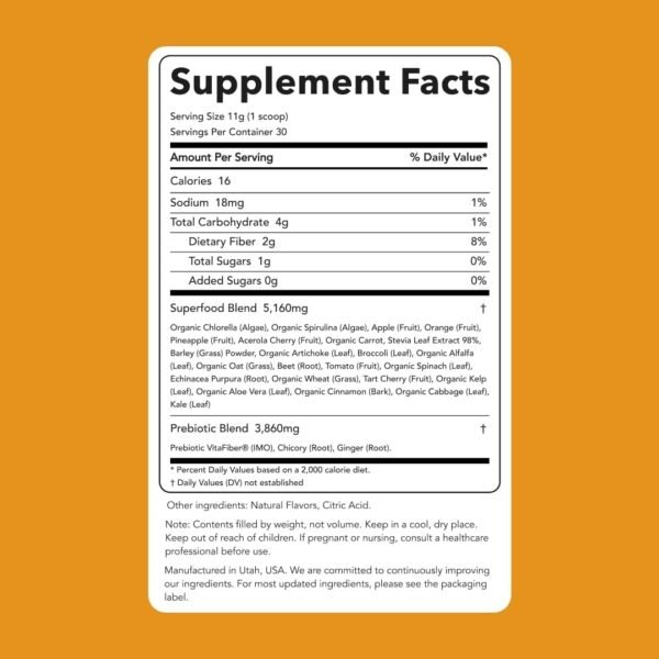Clean Simple Eats Tropical Greens Powder Mix, Greens Superfood Powder Smoothie & Juice Mix, Gluten Free, Includes Powerhouse Superfoods Chlorella & Spirulina Powder Organic (30 Servings) - Image 3