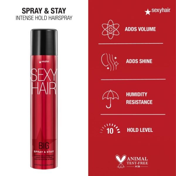 SexyHair Big Spray & Stay Intense Hold Hairspray | Extreme Hold and Shine | Up to 72 Hour Humidity Resistance | All Hair Types - Image 5