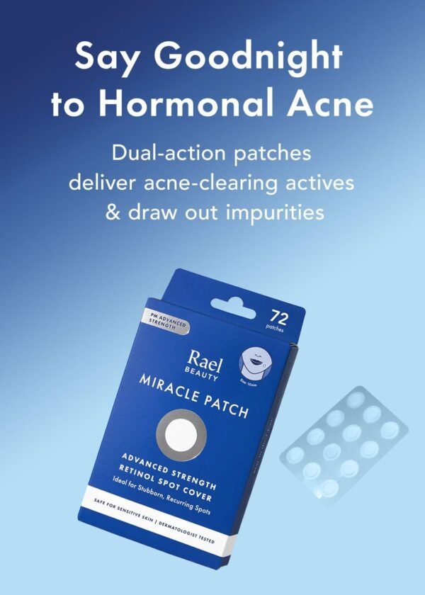 Rael Pimple Patches, Miracle Retinol Spot Cover - Hydrocolloid Acne Patch for Face, Absorbing Zits & Blemishes, PM Advanced Treatment, Facial Sticker (72 Count) - Image 3