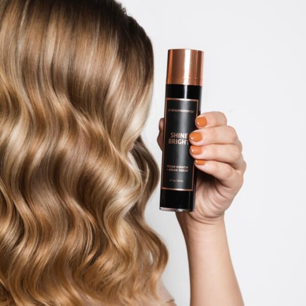Beachwaver Shine Bright Vegan Keratin + Argan Hair Serum - Award-Winning Shine Serum with Organic Argan Oil - Anti-Frizz & Smoothing Formula for Silky, Frizz-Free Finish (1.7 Fl Oz) - Image 4