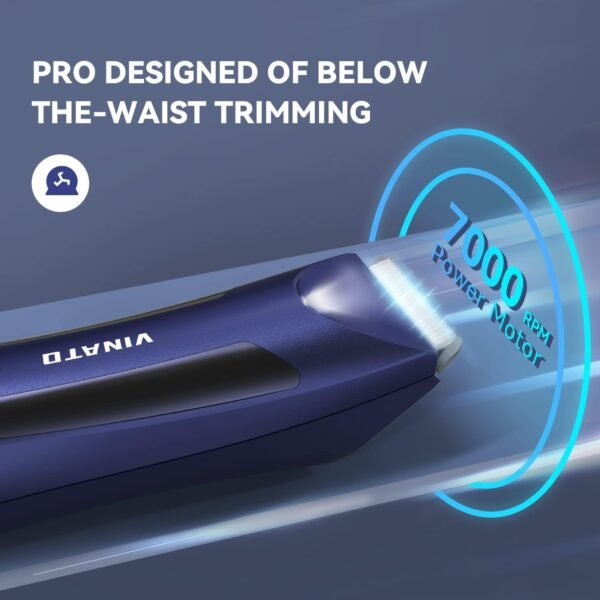 VINATO Electric Body Hair Trimmer - Manscape Ball Trimmer, Groin Hair Trimmer for Men, Waterproof Ball Shaver, USB Recharge Dock Replaceable Ceramic Blade, Male Hygiene Razor, 90 Mins Battery Life - Image 5