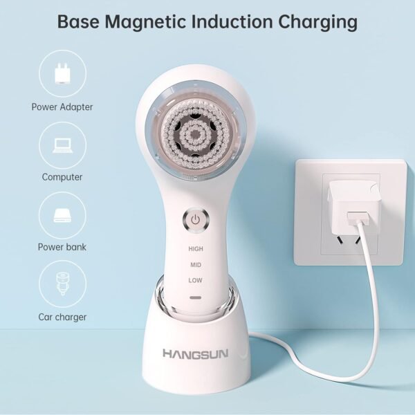 Facial Cleansing Brush Sonic Facial Brush Skin Cleansing Electric Face Scrubber Exfoliator by Hangsun SC200 with 3 Brush Heads, 3 Speed Modes Rechargeable for Exfoliating, Massaging and Deep Cleansing - Image 7