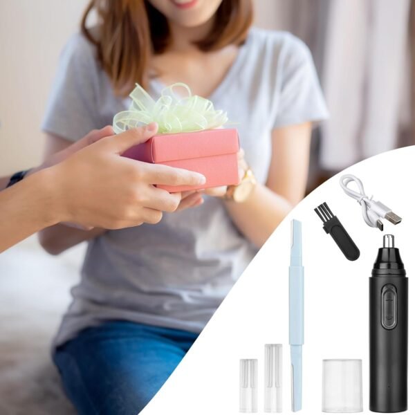 Nose & Eyebrow Hair Trimmer for Women Men,Painless Rechargeable Ear & Nose Hair Trimmer Clipper,Portable Facial Hair Removal and Eyebrow Razor (Black) - Image 8