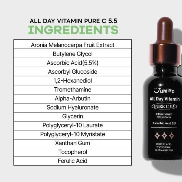 All Day Pure C 5.5 Glow Serum 30ml | Aronia Fruit Extract | Pure Vitamin C (L-Ascorbic Acid) with Alpha-Arbutin&Ascorbyl Glucoside | fragrance-free, parabens-free | 1.01 fl oz, 30 ml - Image 3
