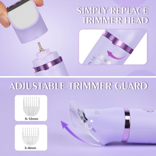 Ufree Bikini Trimmer for Women, Electric Razors for Women, Rechargeable Pubic Hair Trimmer Womens Electric Shaver for Legs Body Hair, Bikini Shaver IPX7 Waterproof, Gifts for Women, Purple - Image 7
