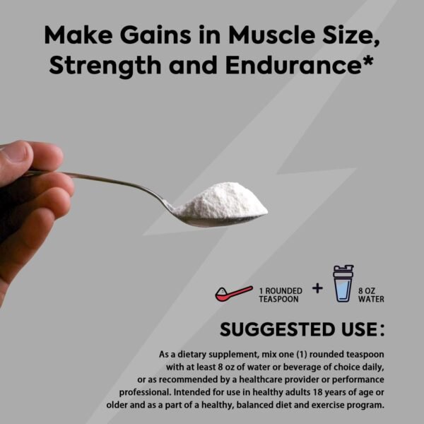 Creatine Monohydrate Powder, Micronized, 5g Per Serving, Unflavored & Highly Soluble, No Filler, Build Muscle & Enhance Performance for Men & Women, 45 Servings - Image 8