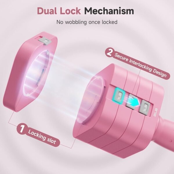 FEIERDUN Adjustable Dumbbell Set of 2, Each 2/4/6/8/10 lbs Weight for Women, Quick Adjust Weight, Double Locking Protection, Versatile Hand Weights for Home Gym & Outdoor Exercise - Image 5