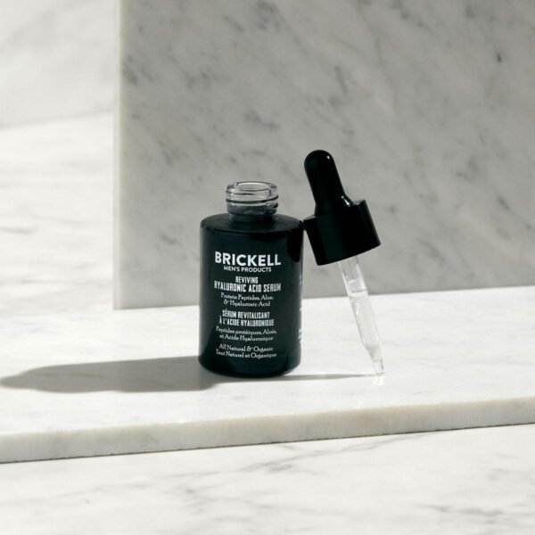 Brickell Men's Anti Aging Hyaluronic Acid Serum for Face, Reviving Day Serum for Men, Natural and Organic Face Serum with Protein Peptides to Restore Firmness and Collagen, 1 Ounce, Scented - Image 3