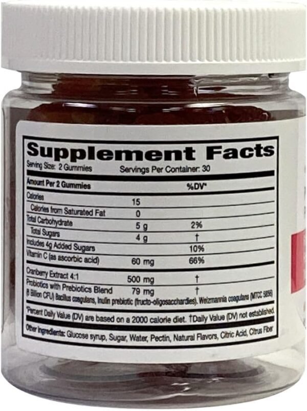 vH essentials Probiotic Gummies with Prebiotics & Cranberry, Concentrated Extract for Urinary Tract Health, Supports Vaginal Microflora Balance for a Healthy Feminine Tract, 60 Count - Image 3