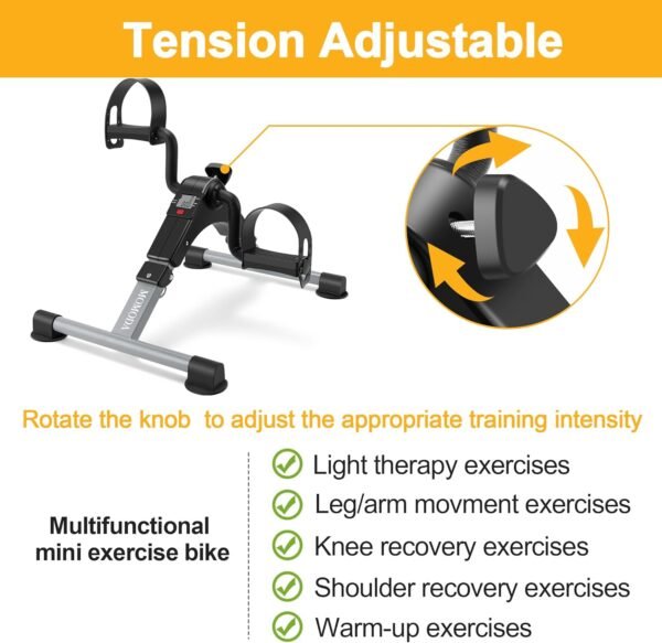 MOMODA Under Desk Bike Pedal Exerciser Mini Bike for Leg/Arm Bike Foldable Peddler with LCD Display for Home/Office - Image 6