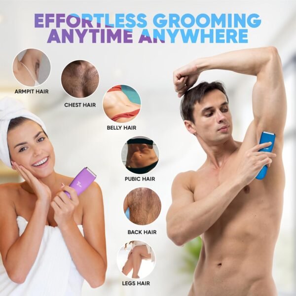 Body Hair Trimmer for Men and Women, Ball and Groin Trimmer Men, Bikini Trimmer for Women, Pubic Hair Trimmer, Manscaping, Waterproof Trimmer, Wireless Grooming, Body Shaver, Manscape (Black) - Image 4