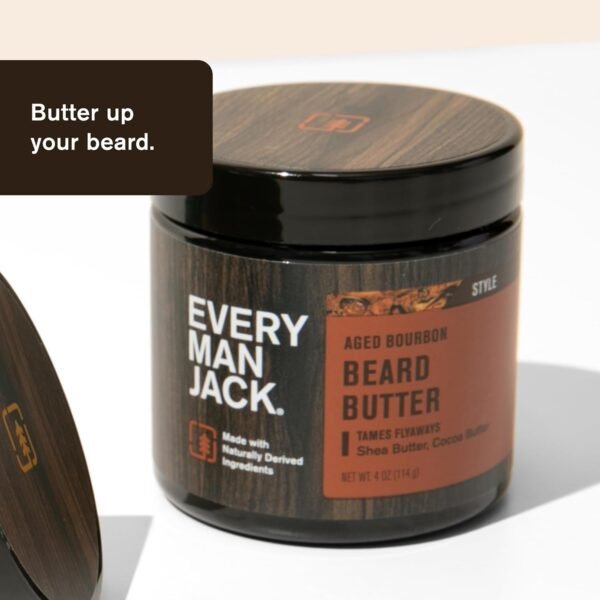 Every Man Jack Beard Oil & Beard Butter Bundle - Aged Bourbon Fragrance - Rejuvenates, Hydrates & Styles Dry Beards - Naturally Derived with Cocoa Butter and Shea Butter - Image 6