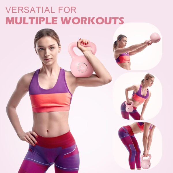 KHTO Kettlebells Fitness Exercise-Pink Strength Training Kettlebell Sets,Dumbbell Weights for Home Gym Equipment - Image 7