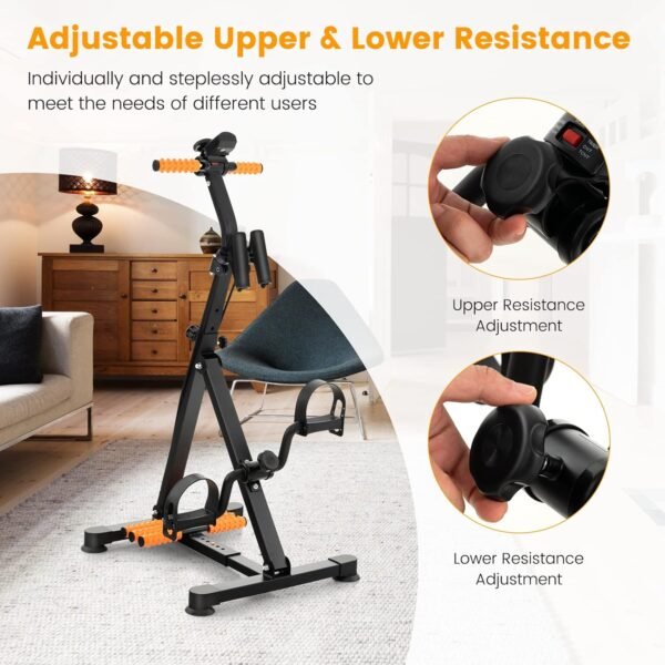 GYMAX Pedal Exercise Bike for Seniors, Hand Arm Leg and Knee Fitness Machine with Massage, LCD Monitor, Adjustable Height and Length for Total Body, Home Exercise Equipment for Elderly - Image 9