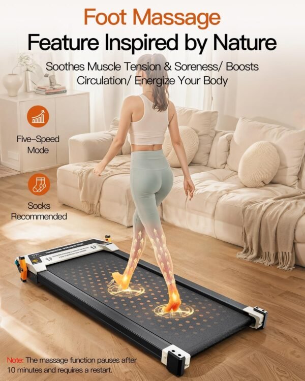 Versatile Walking Pad Treadmill with Incline - Dual-Sided Under Desk Treadmill with Foot Massage,2 in 1 Walking Treadmill for Home/Office, Portable Compact Treadmill with 330LBS Weight Capacity - Image 4
